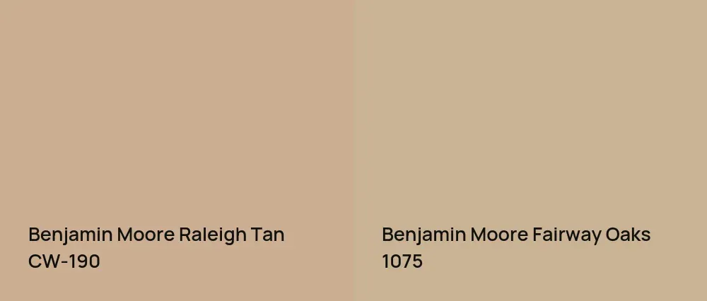 Benjamin Moore Raleigh Tan CW-190 vs Benjamin Moore Fairway Oaks 1075