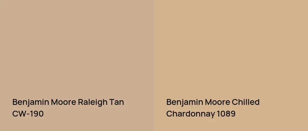 Benjamin Moore Raleigh Tan CW-190 vs Benjamin Moore Chilled Chardonnay 1089
