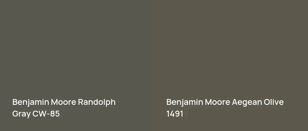 Benjamin Moore Randolph Gray CW-85 vs Benjamin Moore Aegean Olive 1491