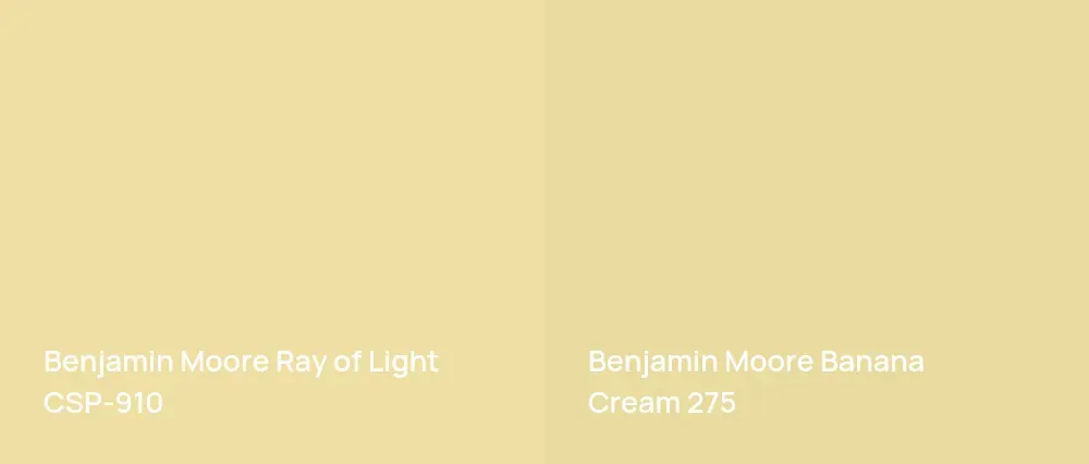Benjamin Moore Ray of Light CSP-910 vs Benjamin Moore Banana Cream 275