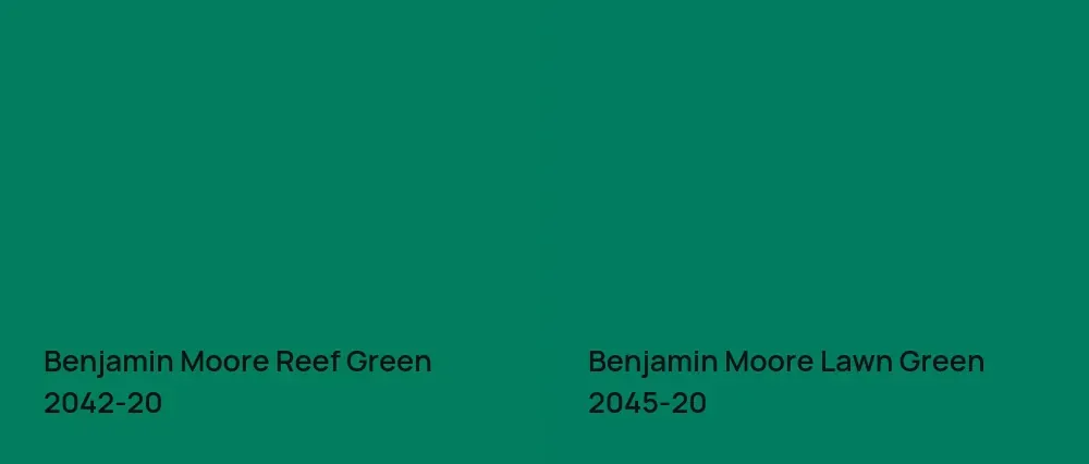 Benjamin Moore Reef Green 2042-20 vs Benjamin Moore Lawn Green 2045-20