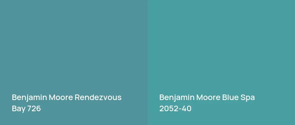 Benjamin Moore Rendezvous Bay 726 vs Benjamin Moore Blue Spa 2052-40