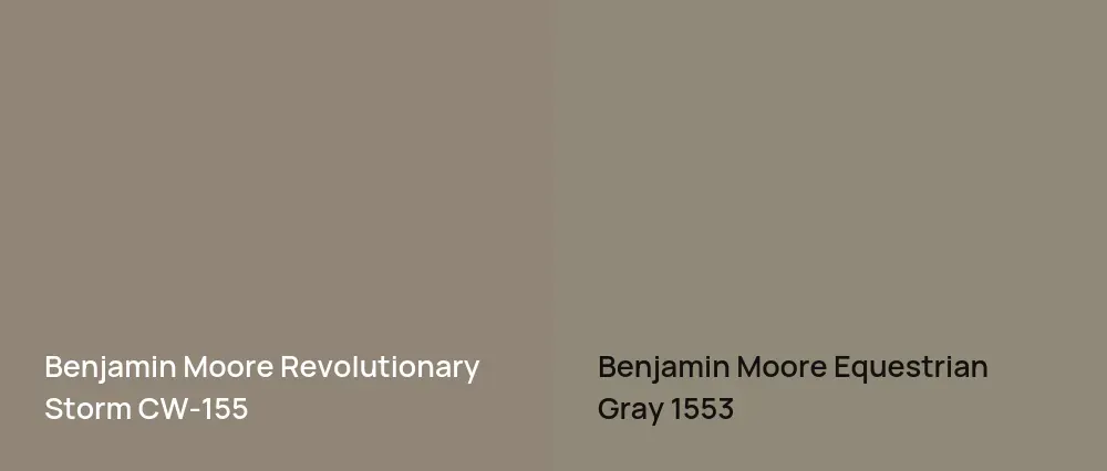Benjamin Moore Revolutionary Storm CW-155 vs Benjamin Moore Equestrian Gray 1553