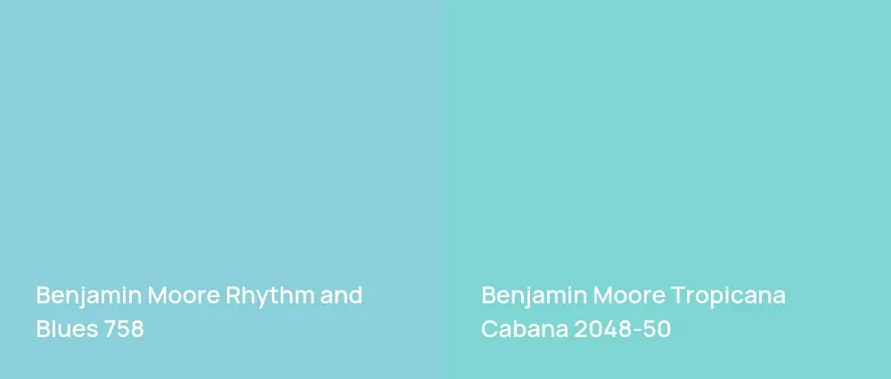 Benjamin Moore Rhythm and Blues 758 vs Benjamin Moore Tropicana Cabana 2048-50