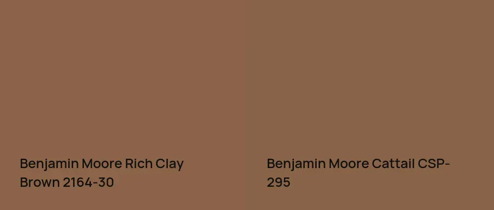 Benjamin Moore Rich Clay Brown 2164-30 vs Benjamin Moore Cattail CSP-295