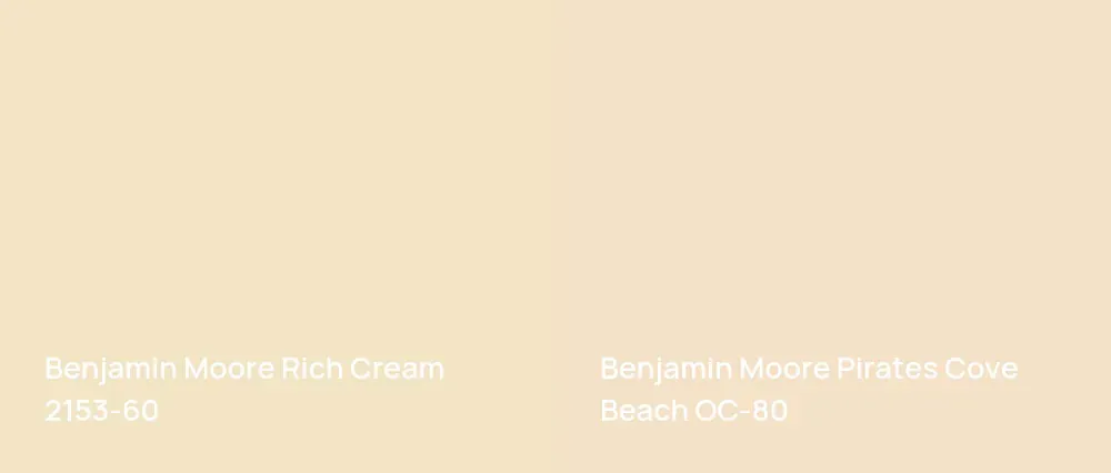 Benjamin Moore Rich Cream 2153-60 vs Benjamin Moore Pirates Cove Beach OC-80