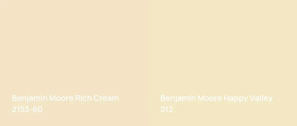 Benjamin Moore Rich Cream 2153-60 vs Benjamin Moore Happy Valley 212