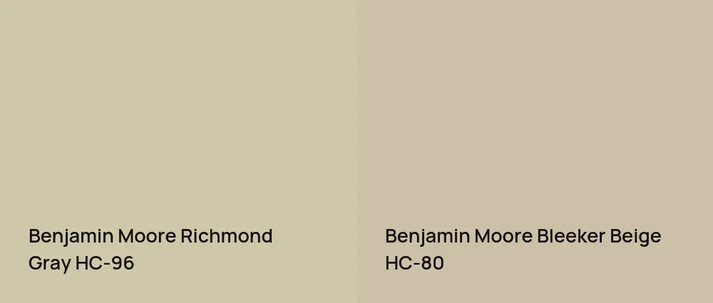 Benjamin Moore Richmond Gray HC-96 vs Benjamin Moore Bleeker Beige HC-80