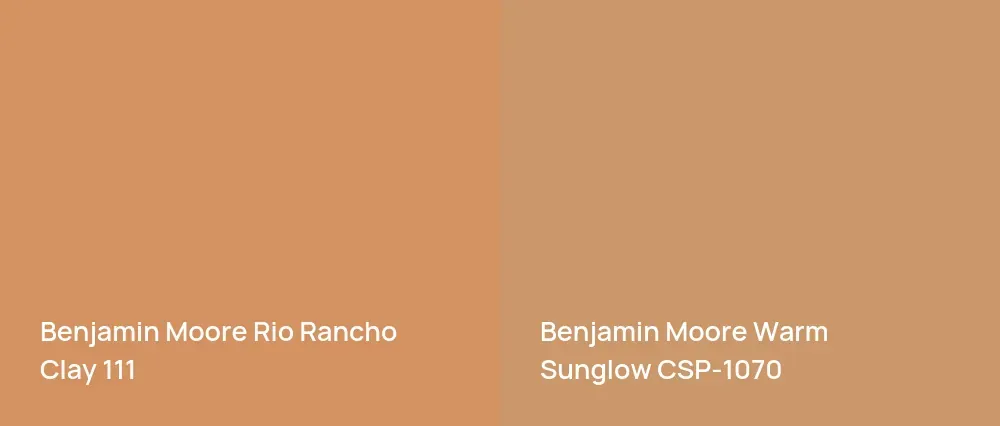 Benjamin Moore Rio Rancho Clay 111 vs Benjamin Moore Warm Sunglow CSP-1070