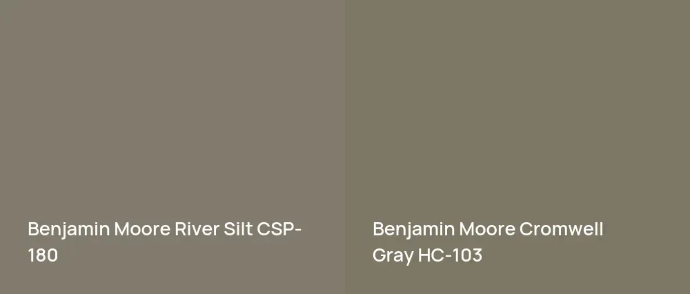 Benjamin Moore River Silt CSP-180 vs Benjamin Moore Cromwell Gray HC-103