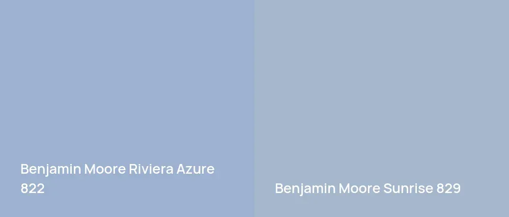 Benjamin Moore Riviera Azure 822 vs Benjamin Moore Sunrise 829