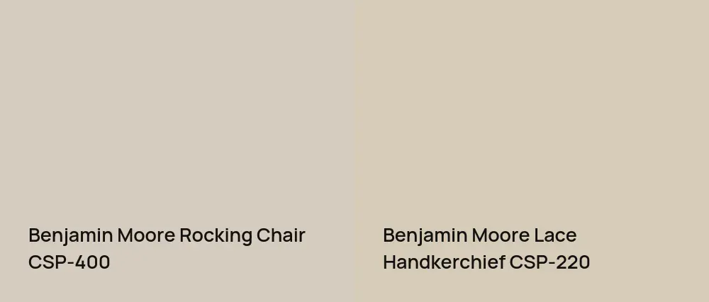 Benjamin Moore Rocking Chair CSP-400 vs Benjamin Moore Lace Handkerchief CSP-220