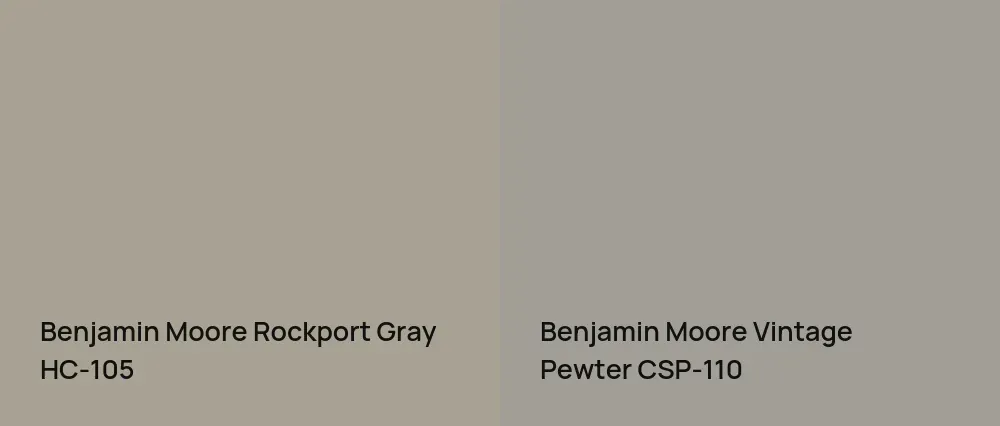 Benjamin Moore Rockport Gray HC-105 vs Benjamin Moore Vintage Pewter CSP-110