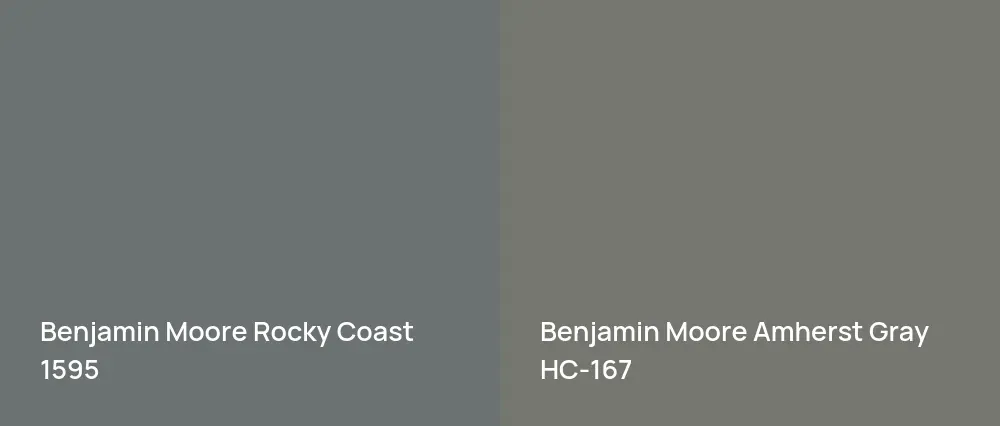Benjamin Moore Rocky Coast 1595 vs Benjamin Moore Amherst Gray HC-167