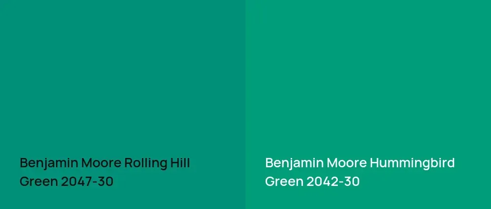 Benjamin Moore Rolling Hill Green 2047-30 vs Benjamin Moore Hummingbird Green 2042-30