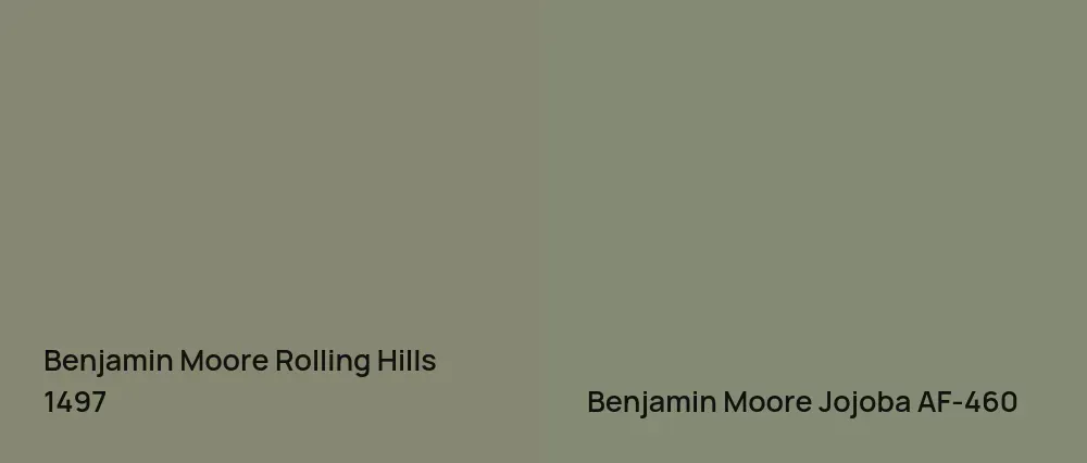 Benjamin Moore Rolling Hills 1497 vs Benjamin Moore Jojoba AF-460