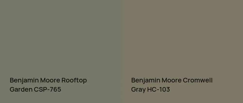 Benjamin Moore Rooftop Garden CSP-765 vs Benjamin Moore Cromwell Gray HC-103