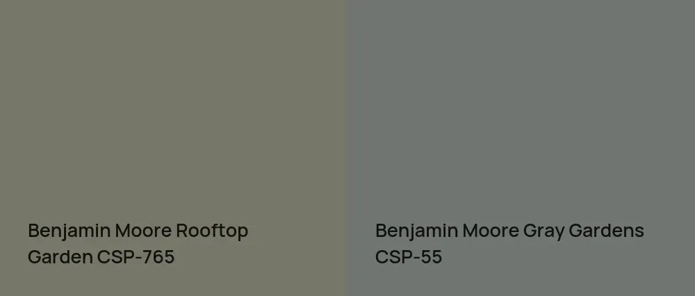 Benjamin Moore Rooftop Garden CSP-765 vs Benjamin Moore Gray Gardens CSP-55
