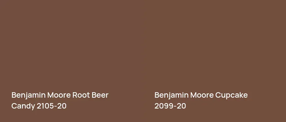 Benjamin Moore Root Beer Candy 2105-20 vs Benjamin Moore Cupcake 2099-20