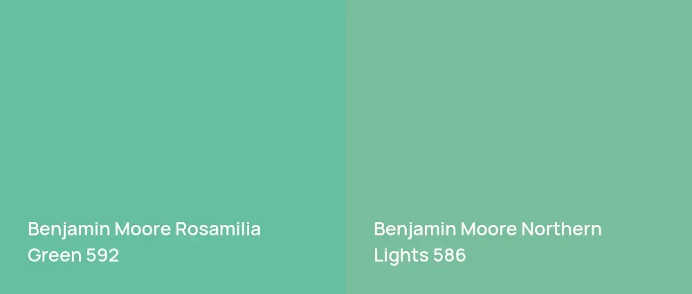 Benjamin Moore Rosamilia Green 592 vs Benjamin Moore Northern Lights 586