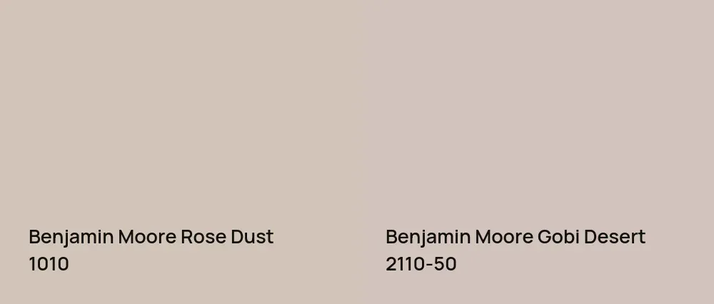 Benjamin Moore Rose Dust 1010 vs Benjamin Moore Gobi Desert 2110-50
