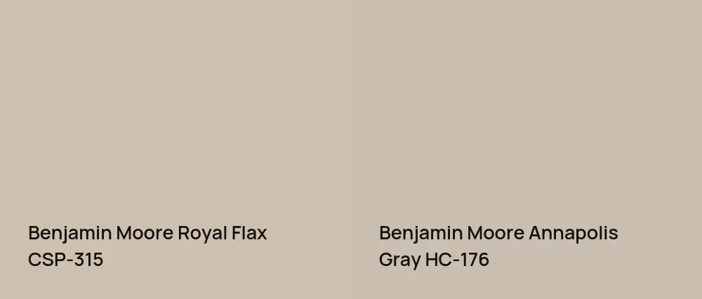 Benjamin Moore Royal Flax CSP-315 vs Benjamin Moore Annapolis Gray HC-176