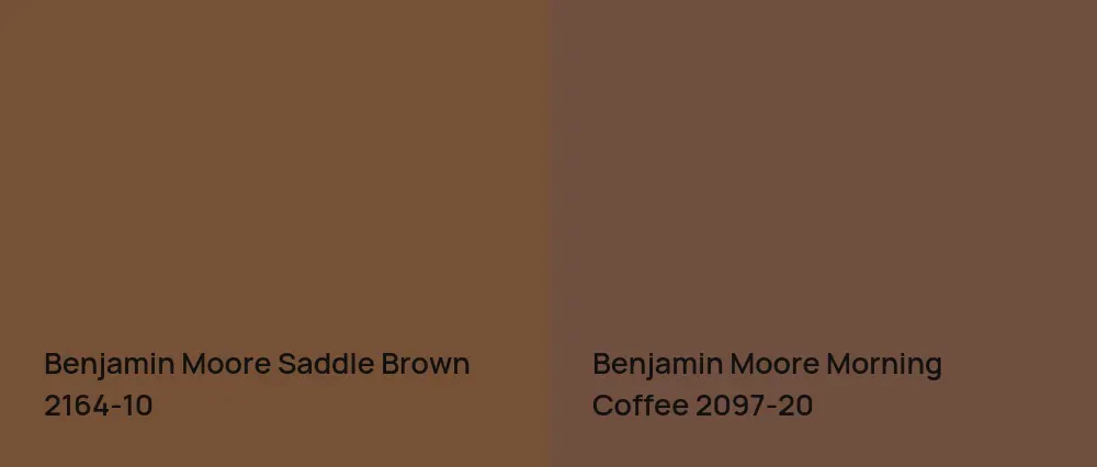 Benjamin Moore Saddle Brown 2164-10 vs Benjamin Moore Morning Coffee 2097-20