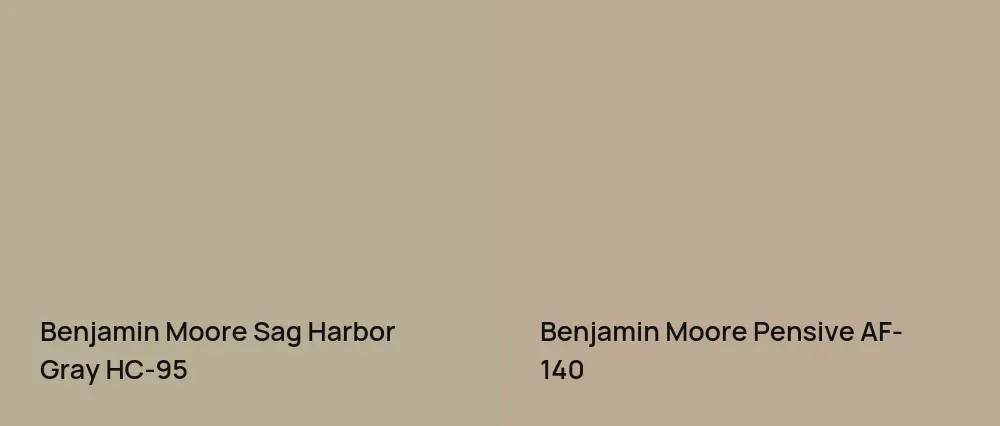 Benjamin Moore Sag Harbor Gray HC-95 vs Benjamin Moore Pensive AF-140