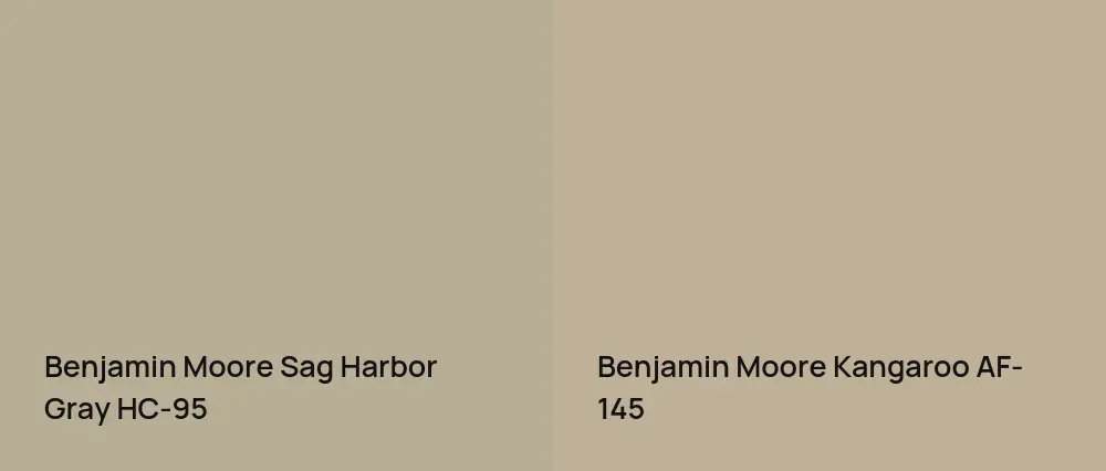 Benjamin Moore Sag Harbor Gray HC-95 vs Benjamin Moore Kangaroo AF-145