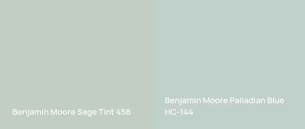 Benjamin Moore Sage Tint 458 vs Benjamin Moore Palladian Blue HC-144