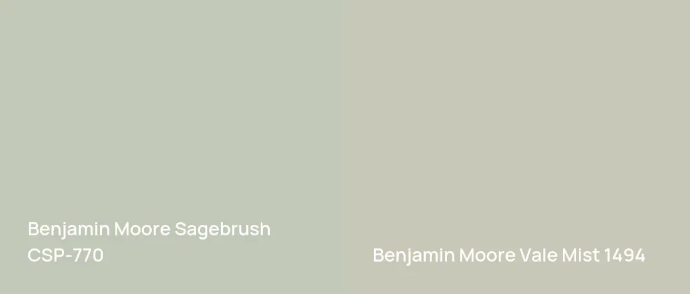 Benjamin Moore Sagebrush CSP-770 vs Benjamin Moore Vale Mist 1494