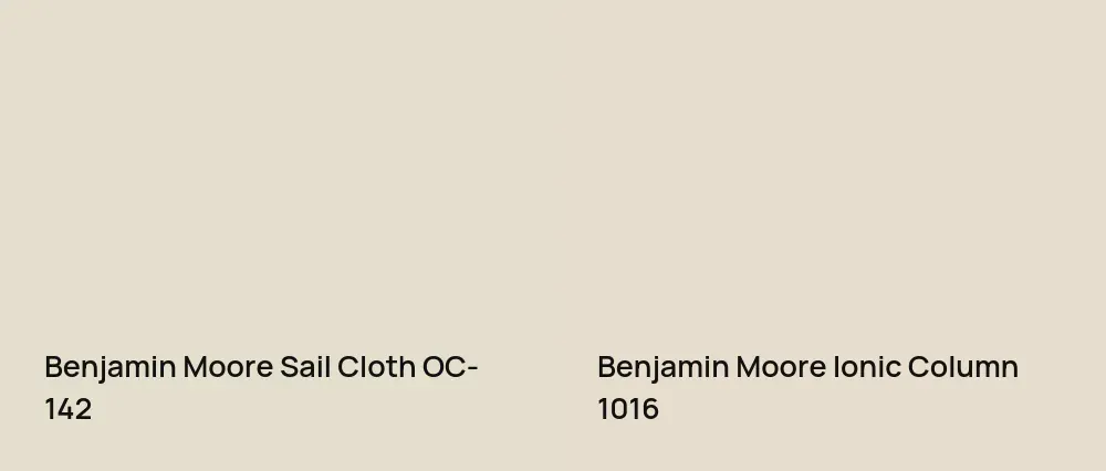 Benjamin Moore Sail Cloth OC-142 vs Benjamin Moore Ionic Column 1016