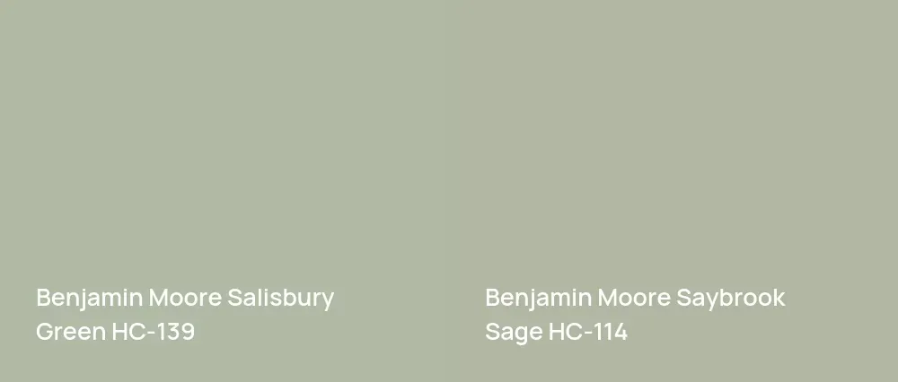 Benjamin Moore Salisbury Green HC-139 vs Benjamin Moore Saybrook Sage HC-114