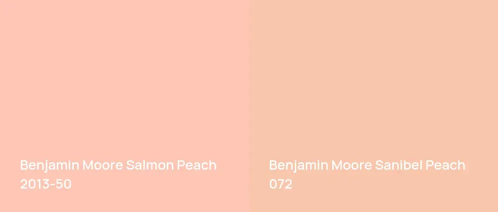 Benjamin Moore Salmon Peach 2013-50 vs Benjamin Moore Sanibel Peach 072