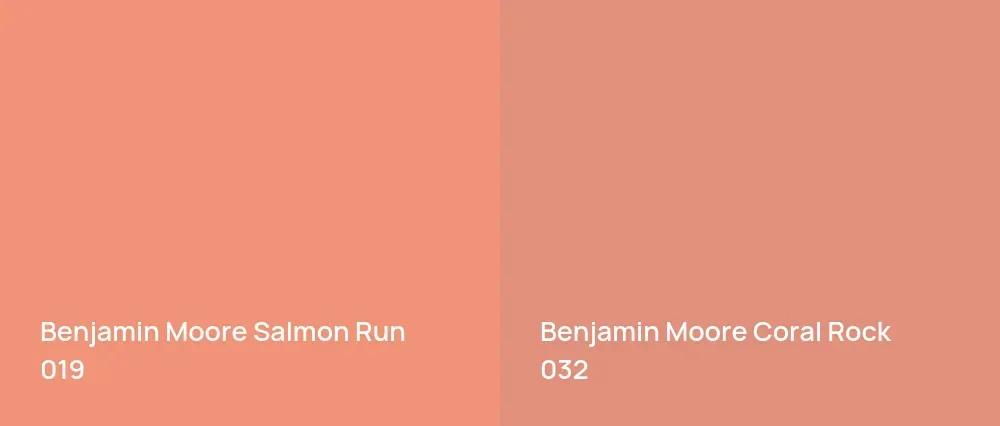 Benjamin Moore Salmon Run 019 vs Benjamin Moore Coral Rock 032