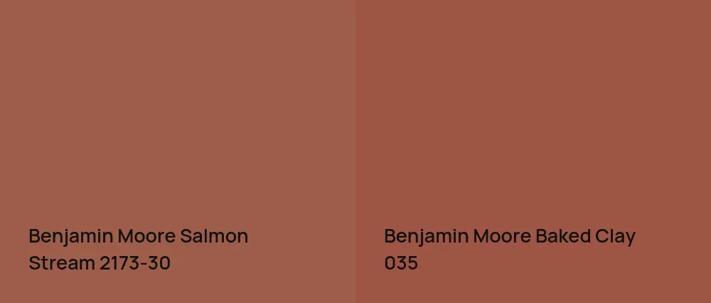 Benjamin Moore Salmon Stream 2173-30 vs Benjamin Moore Baked Clay 035