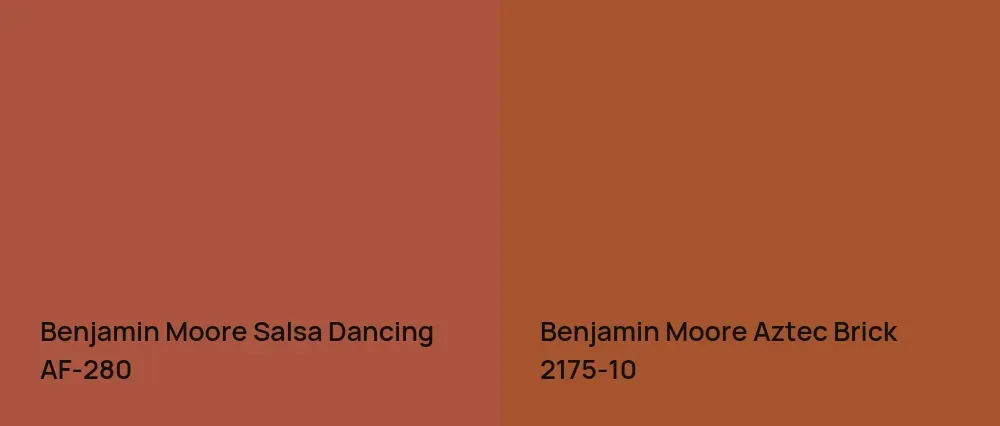 Benjamin Moore Salsa Dancing AF-280 vs Benjamin Moore Aztec Brick 2175-10