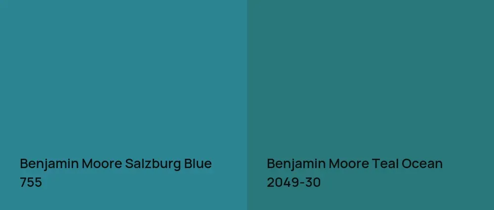 Benjamin Moore Salzburg Blue 755 vs Benjamin Moore Teal Ocean 2049-30