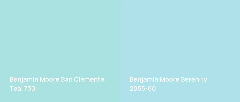 Benjamin Moore San Clemente Teal 730 vs Benjamin Moore Serenity 2055-60