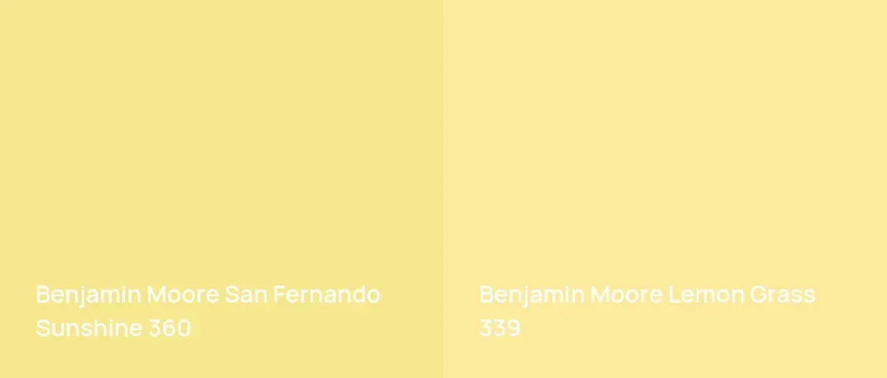 Benjamin Moore San Fernando Sunshine 360 vs Benjamin Moore Lemon Grass 339