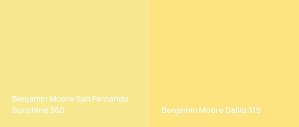 Benjamin Moore San Fernando Sunshine 360 vs Benjamin Moore Dalila 319