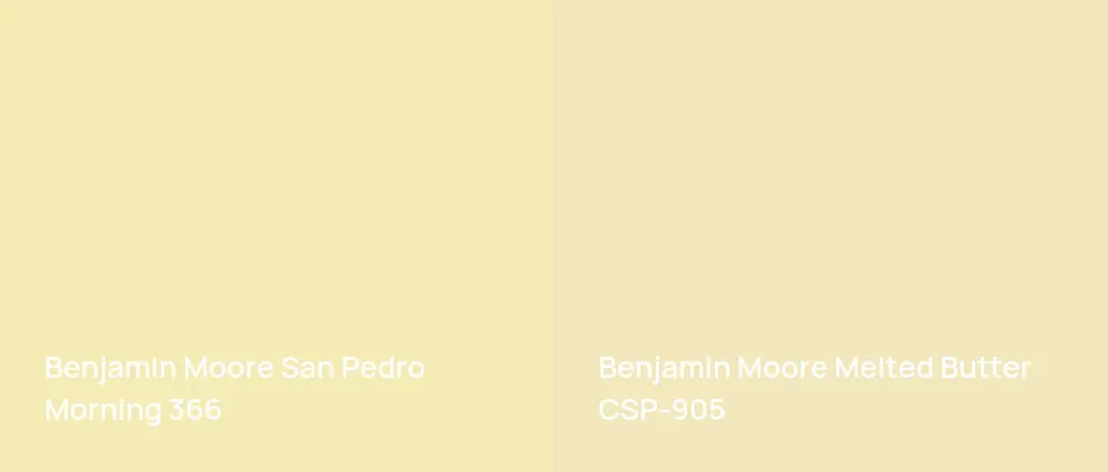 Benjamin Moore San Pedro Morning 366 vs Benjamin Moore Melted Butter CSP-905