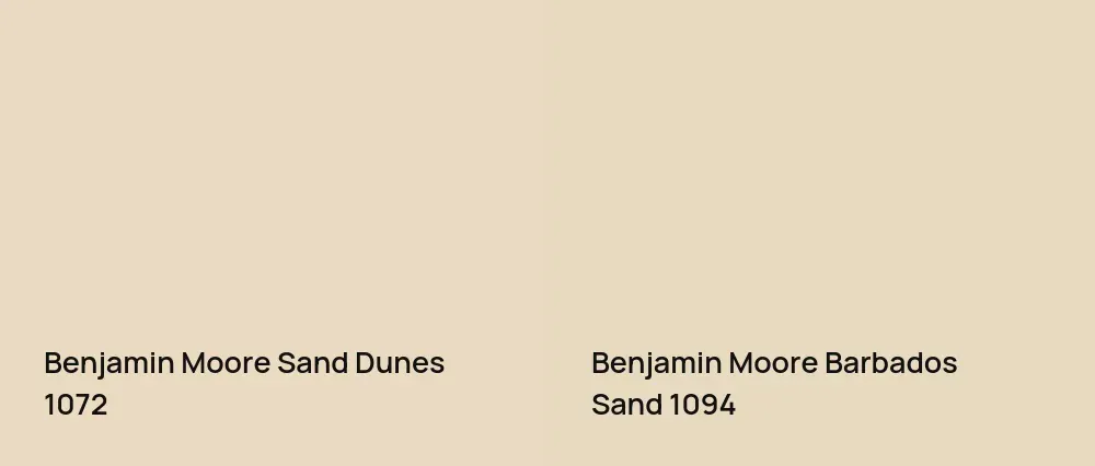 Benjamin Moore Sand Dunes 1072 vs Benjamin Moore Barbados Sand 1094