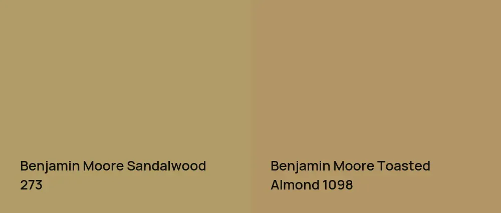 Benjamin Moore Sandalwood 273 vs Benjamin Moore Toasted Almond 1098