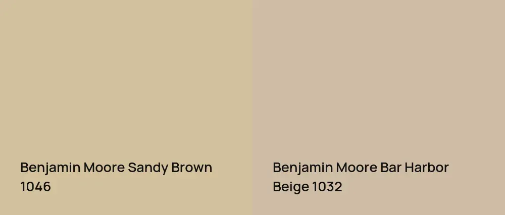Benjamin Moore Sandy Brown 1046 vs Benjamin Moore Bar Harbor Beige 1032