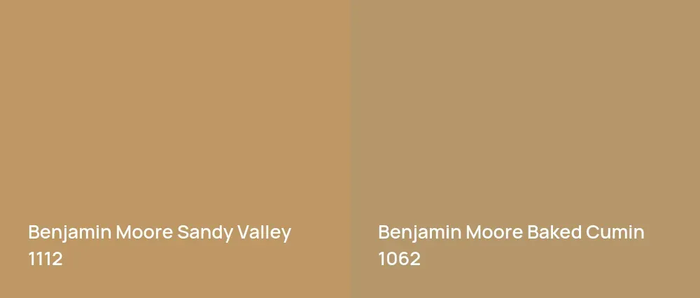 Benjamin Moore Sandy Valley 1112 vs Benjamin Moore Baked Cumin 1062
