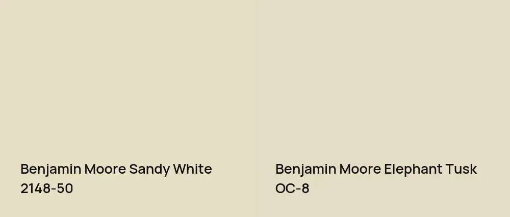 Benjamin Moore Sandy White 2148-50 vs Benjamin Moore Elephant Tusk OC-8