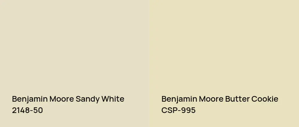 Benjamin Moore Sandy White 2148-50 vs Benjamin Moore Butter Cookie CSP-995