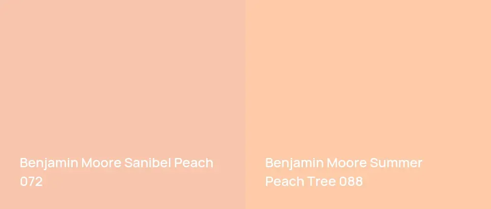 Benjamin Moore Sanibel Peach 072 vs Benjamin Moore Summer Peach Tree 088