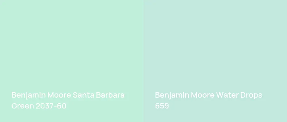 Benjamin Moore Santa Barbara Green 2037-60 vs Benjamin Moore Water Drops 659